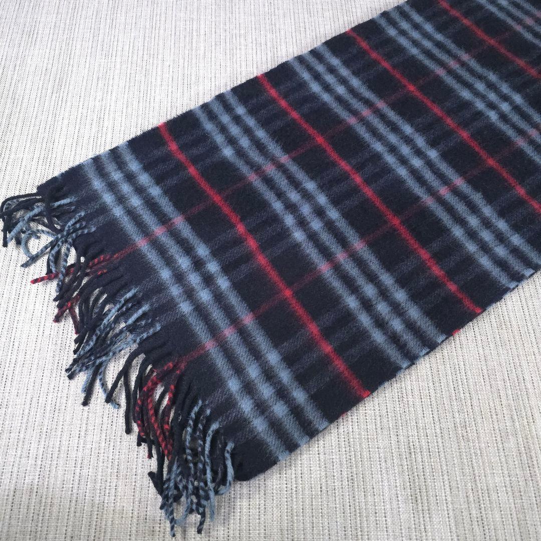 Burberry's　バーバリー　ノバチェック　カシミヤ　マフラー　ネイビー