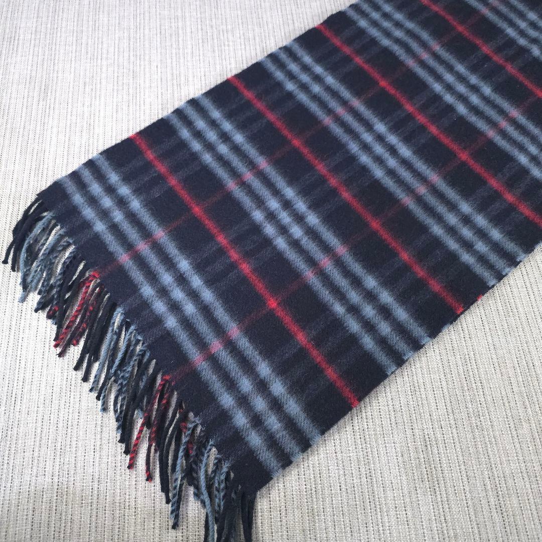 Burberry's　バーバリー　ノバチェック　カシミヤ　マフラー　ネイビー