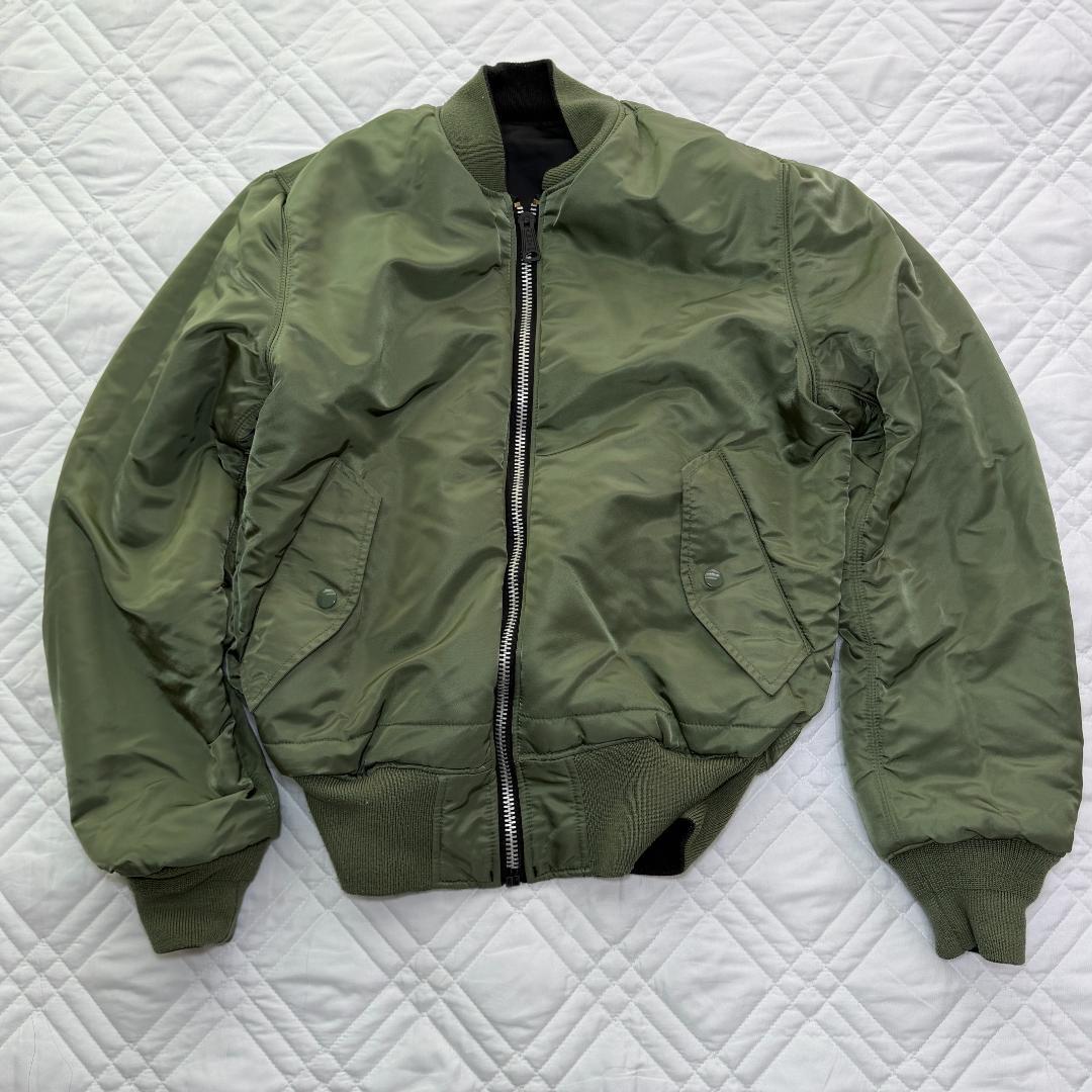 ✨リバーシブル✨美品 (M) ALPHA MA-1 黒×緑 フライトジャケット