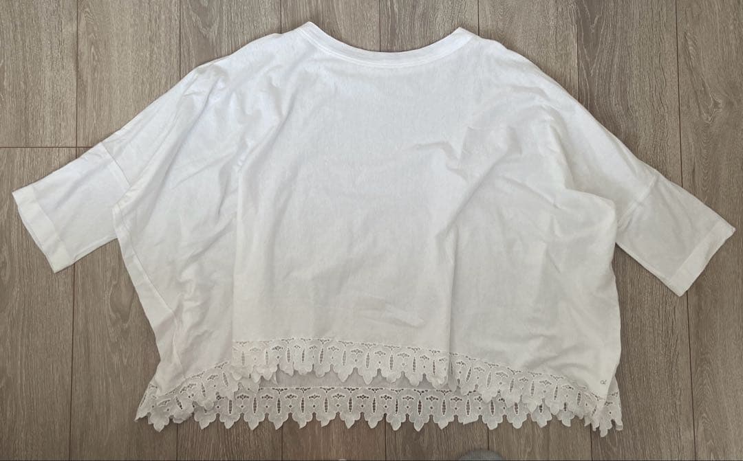 45R「天竺スピンクルのビッグTシャツ」白　 フリーサイズ
