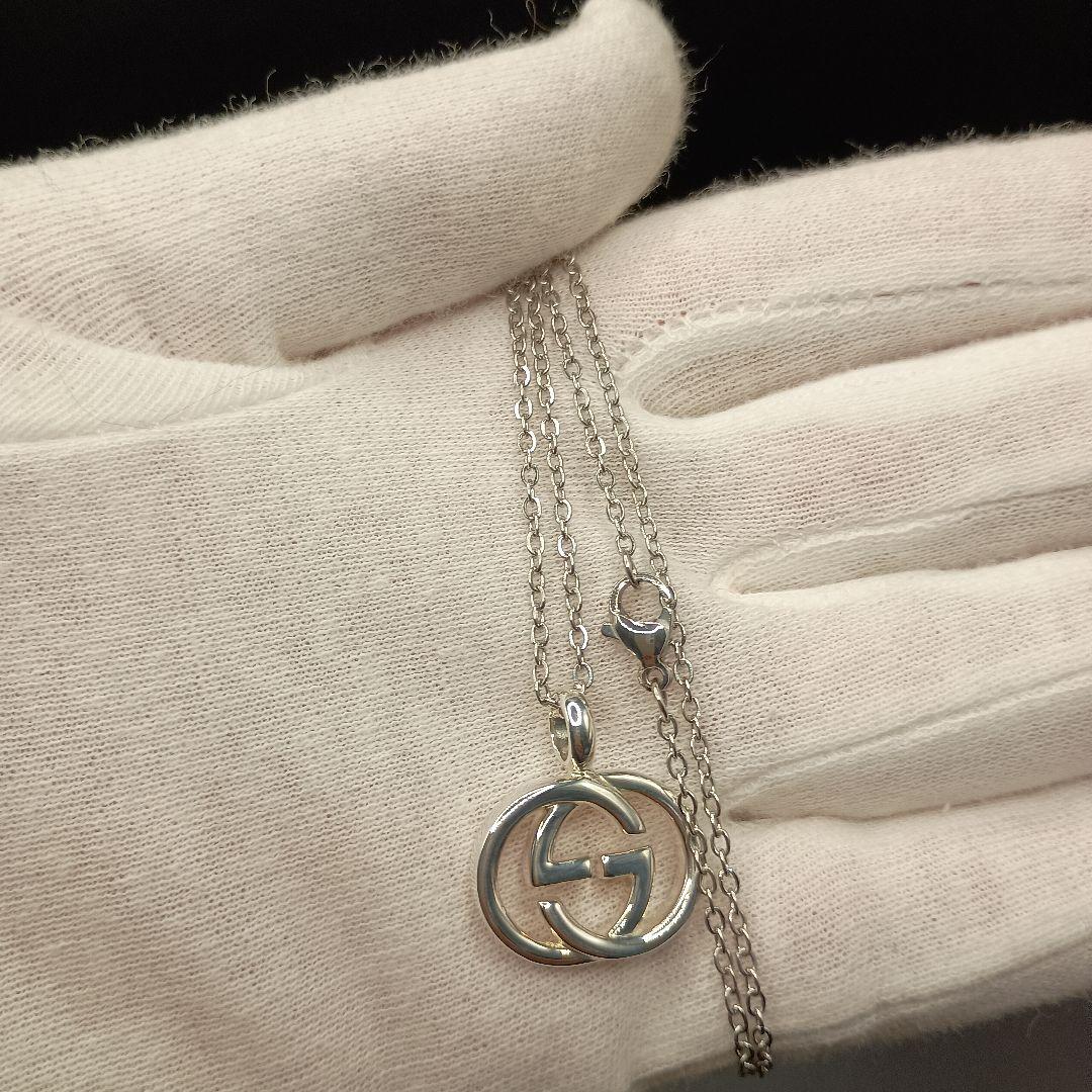 【美品】GUCCI ダブルGロゴ ネックレス 50cm SILVER925