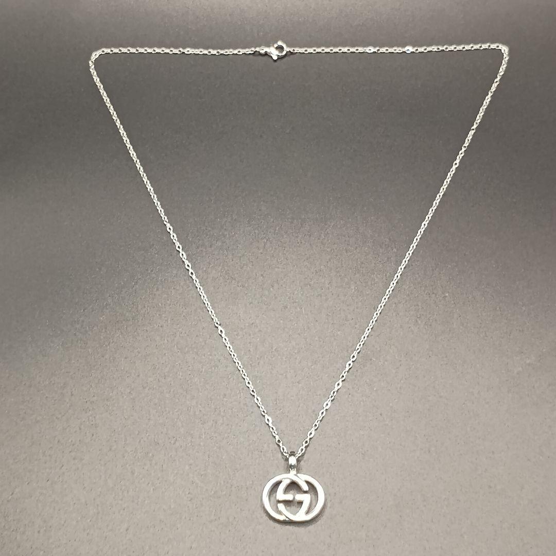 【美品】GUCCI ダブルGロゴ ネックレス 50cm SILVER925
