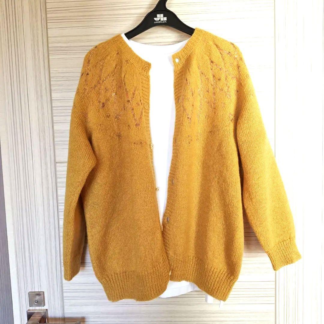 セラピスト TIMOTHY　美品　黄色 ニット柄 　カーディガン