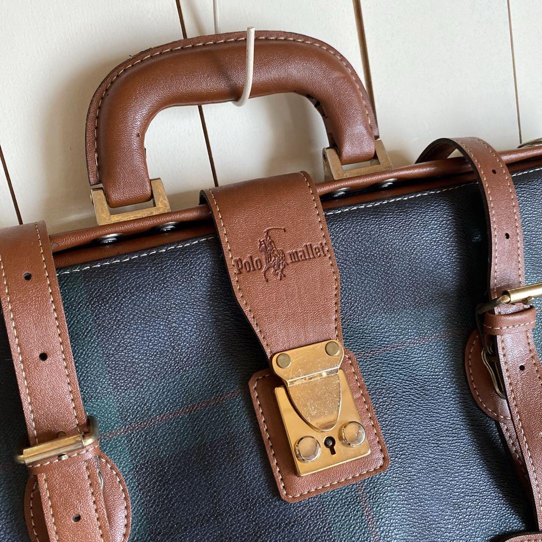 ボストンバッグ　旅行カバン 　Polo mallet ダークグリーンチェック
