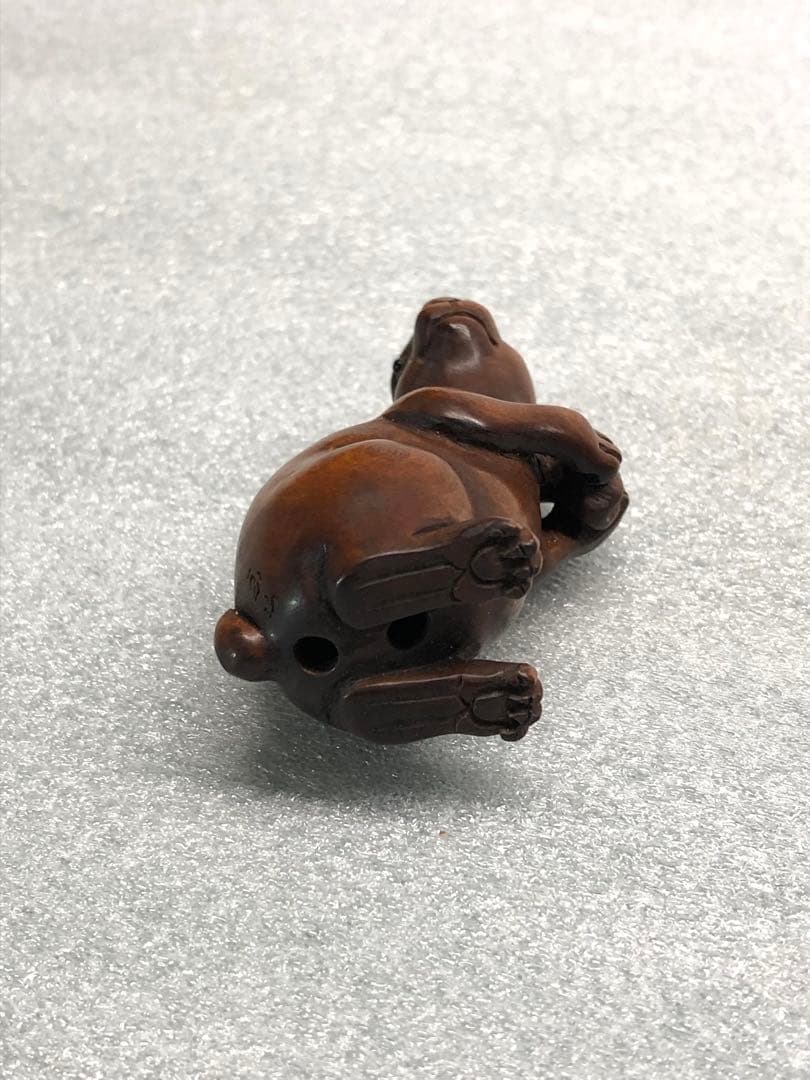根付　兎　時代提物　木彫り