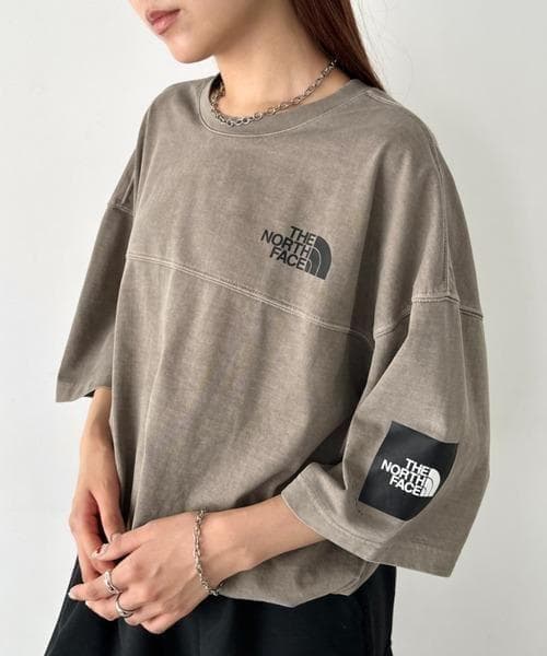 韓国限定☆ THE NORTH FACE ロゴ ステッチ Tシャツ ブラウン L