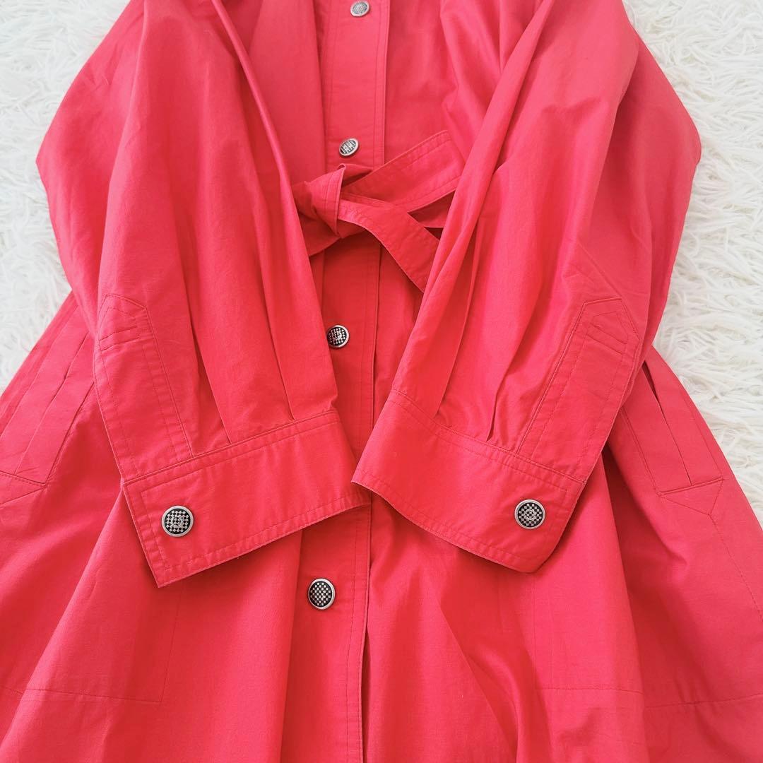 イヴサンローラン YSL✨ステンカラーコート ベルト エポレット レッド M