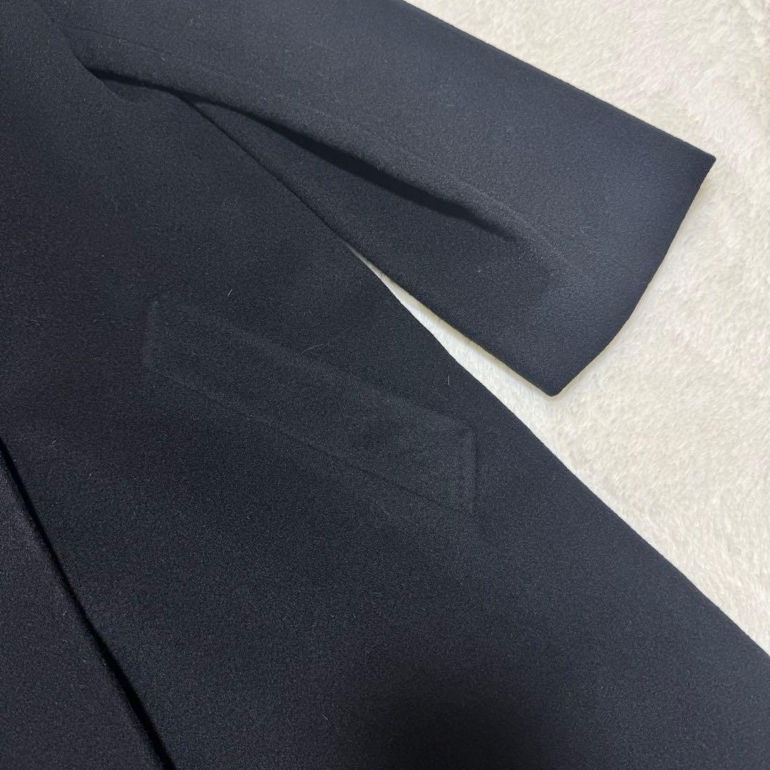 【デザイナーズ】 カシミヤ100% ロングコート 42 黒 日本製 高級