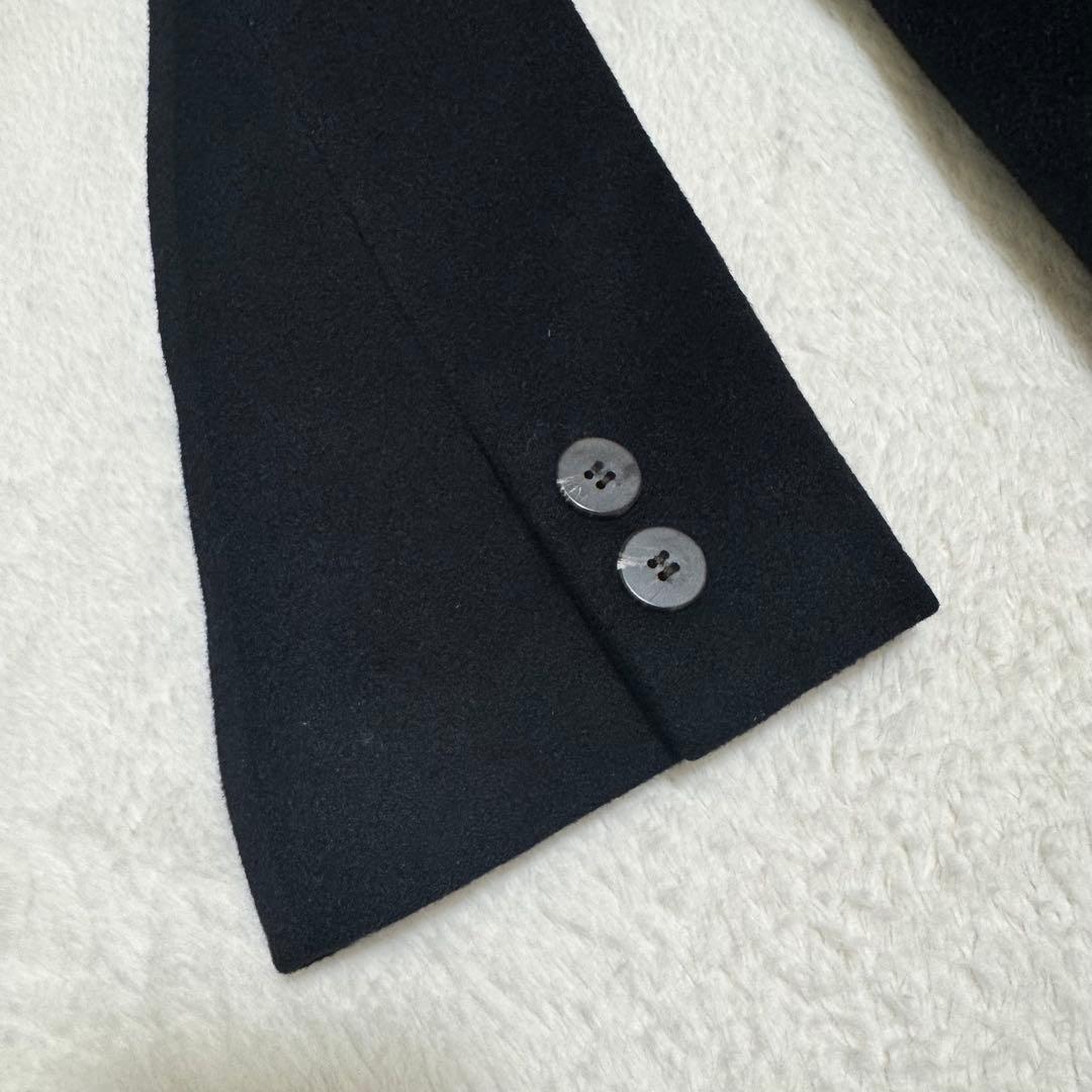 【デザイナーズ】 カシミヤ100% ロングコート 42 黒 日本製 高級
