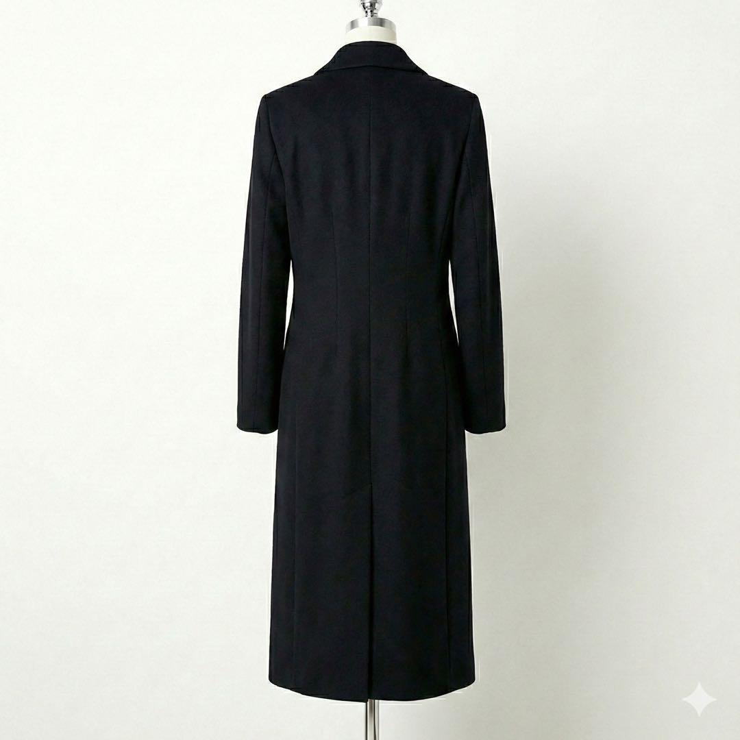 【デザイナーズ】 カシミヤ100% ロングコート 42 黒 日本製 高級