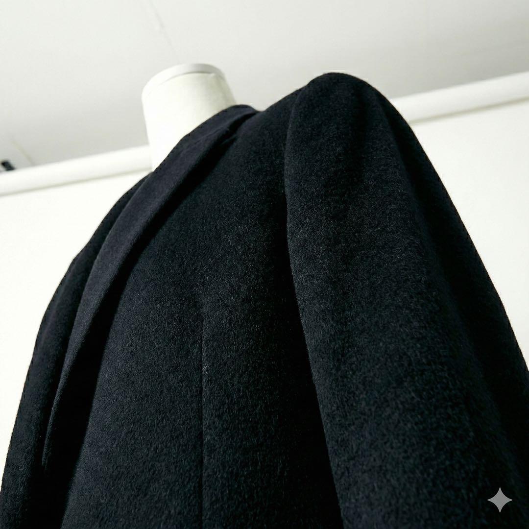 【デザイナーズ】 カシミヤ100% ロングコート 42 黒 日本製 高級