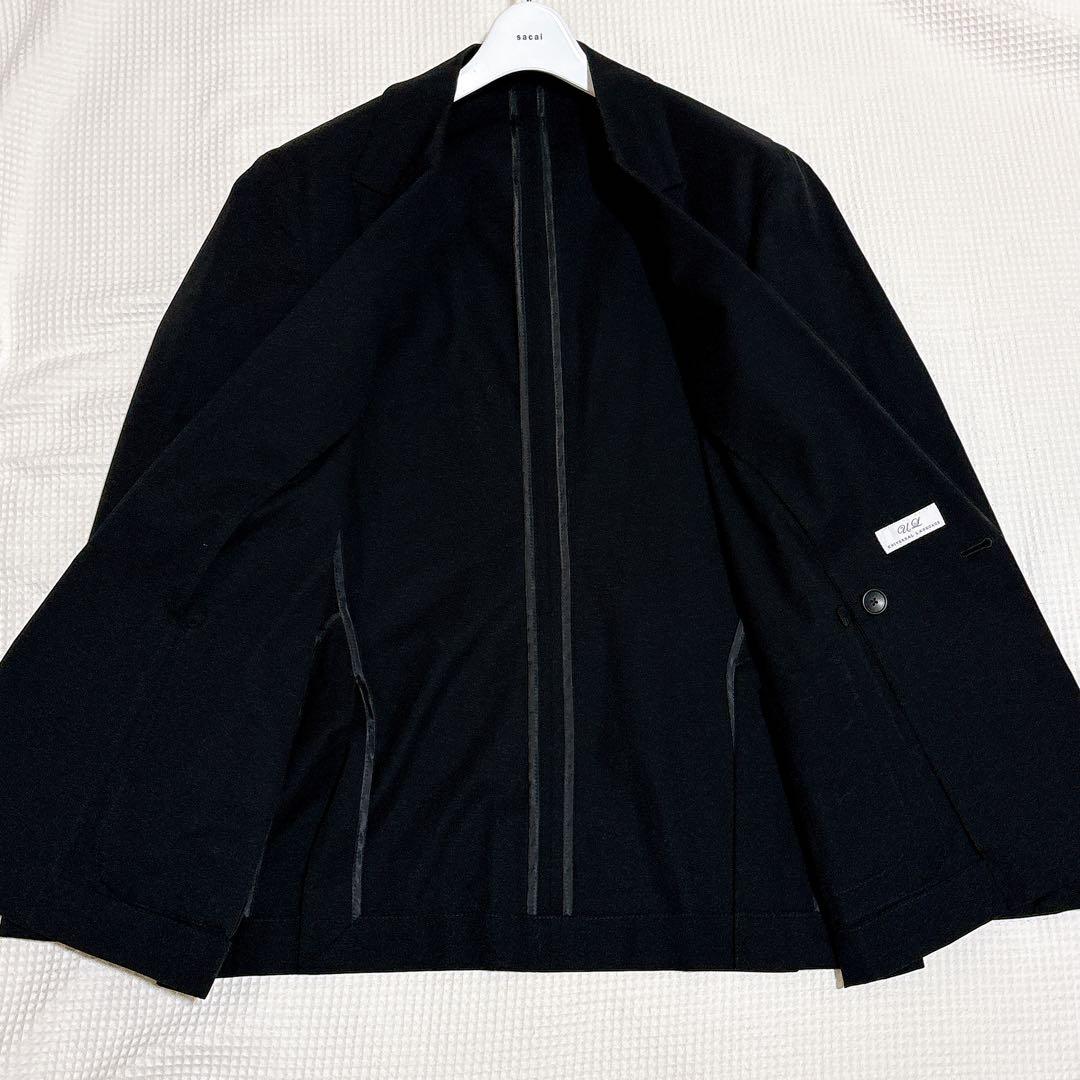 美品✨ユニバーサルランゲージ リネン混 ダブルジャケット Lサイズ 黒 麻