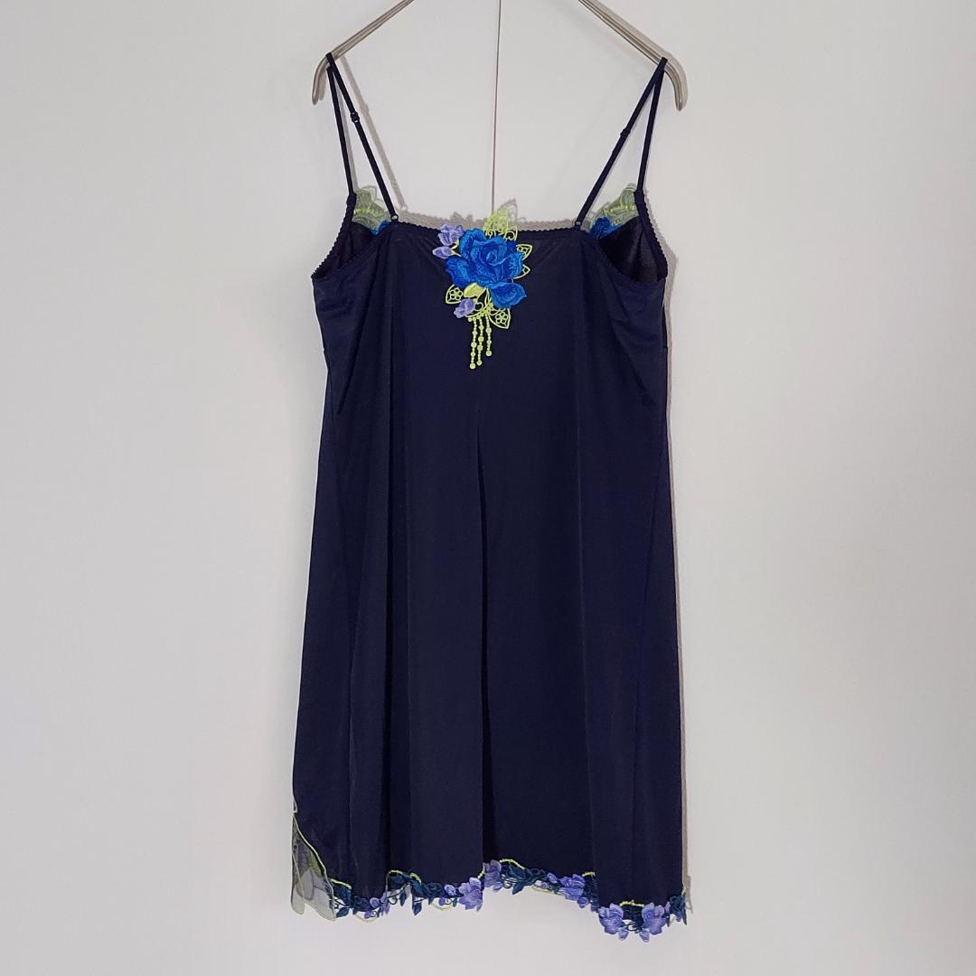 サルート（M-80） スリップ　キャミソール　インナー　日本製　レース　花刺繍