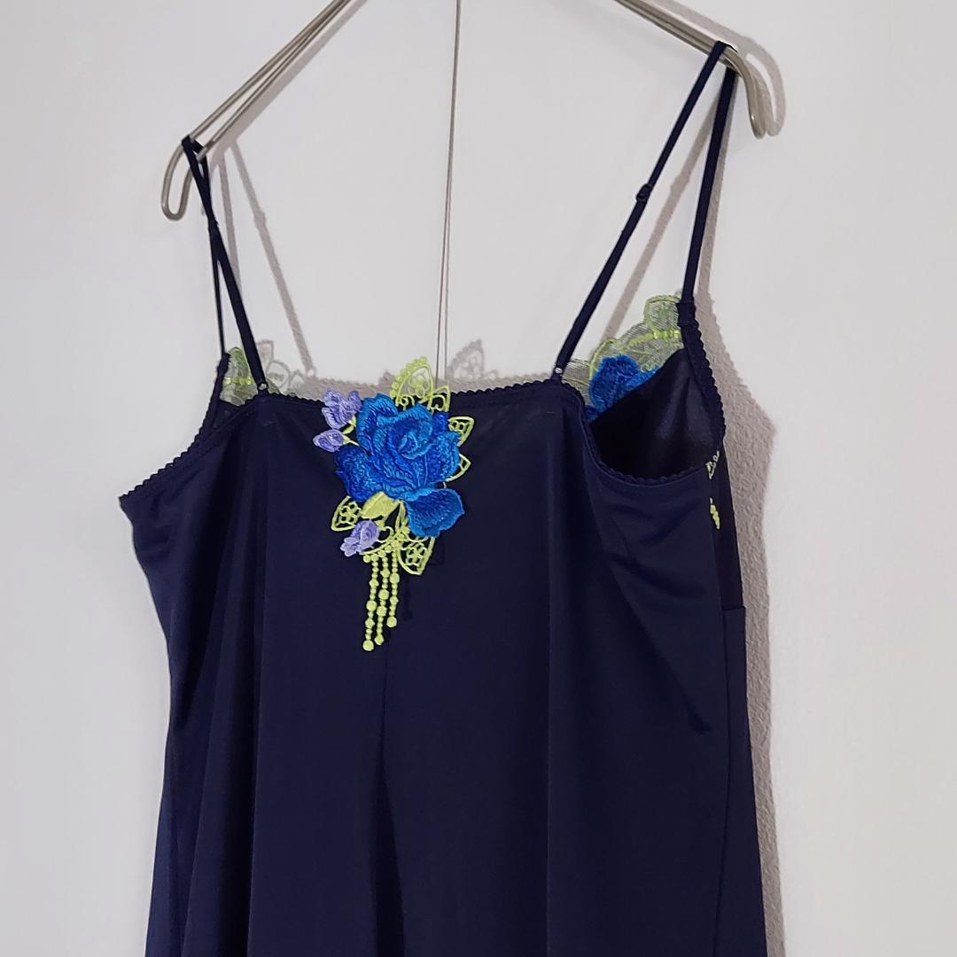 サルート（M-80） スリップ　キャミソール　インナー　日本製　レース　花刺繍