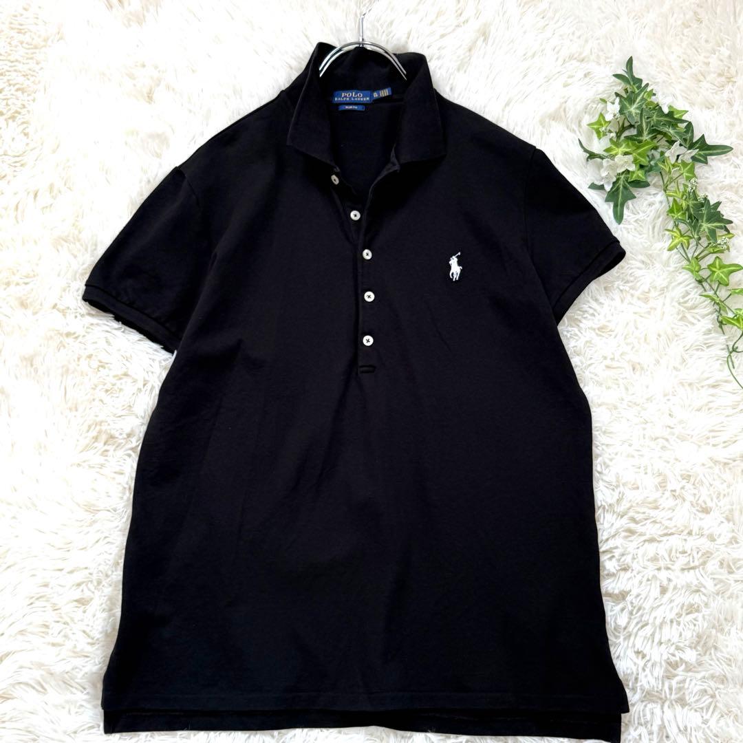 美品★ポロラルフローレン XL ポロシャツ スリムフィット ストレッチ 黒