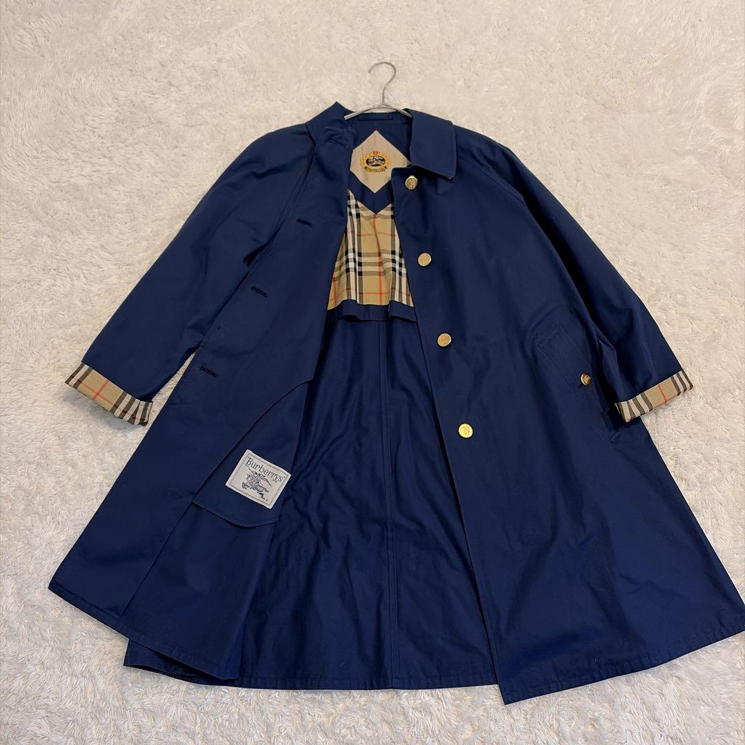 Burberrys 美品✨ステンカラーコート　ビンテージ　ネイビー ノバチェック