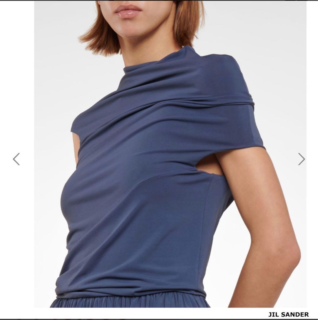JIL SANDER ロイヤルブルー ひざ丈ワンピース 半袖　34