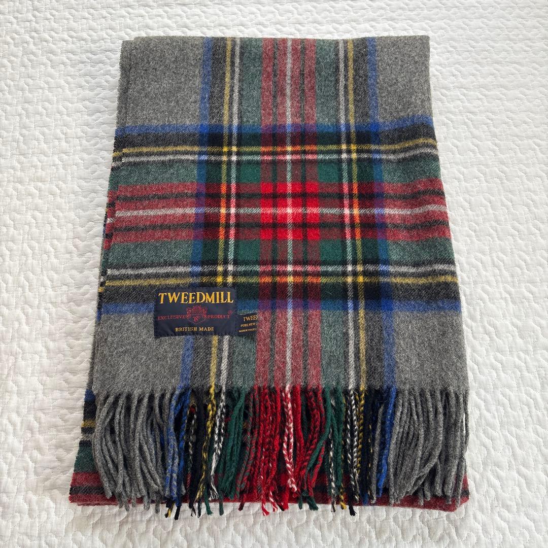 【美品】TWEEDMILL グレーチェック　大判ストール