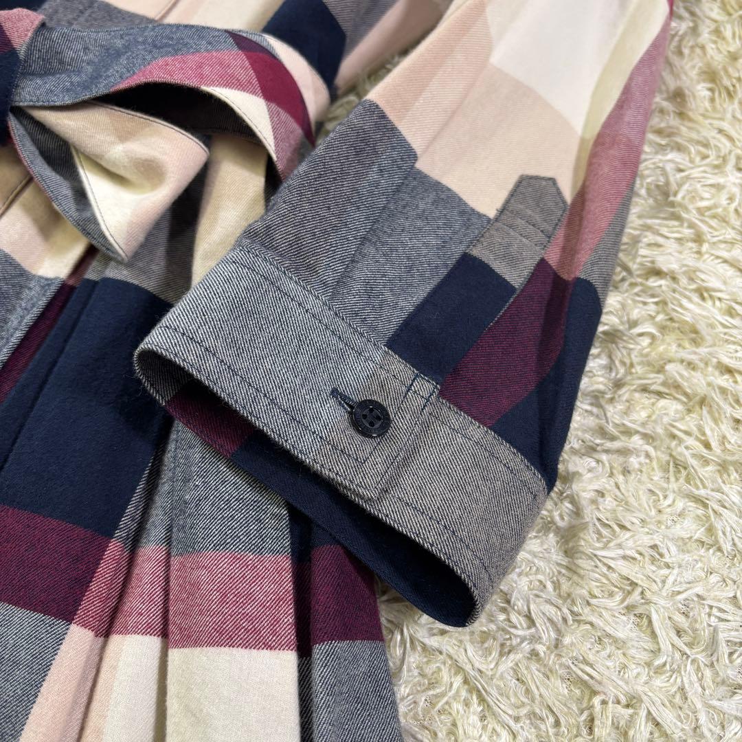 ブルーレーベルクレストブリッジ　チェック柄　ベルト　フレア　膝丈ワンピース　36