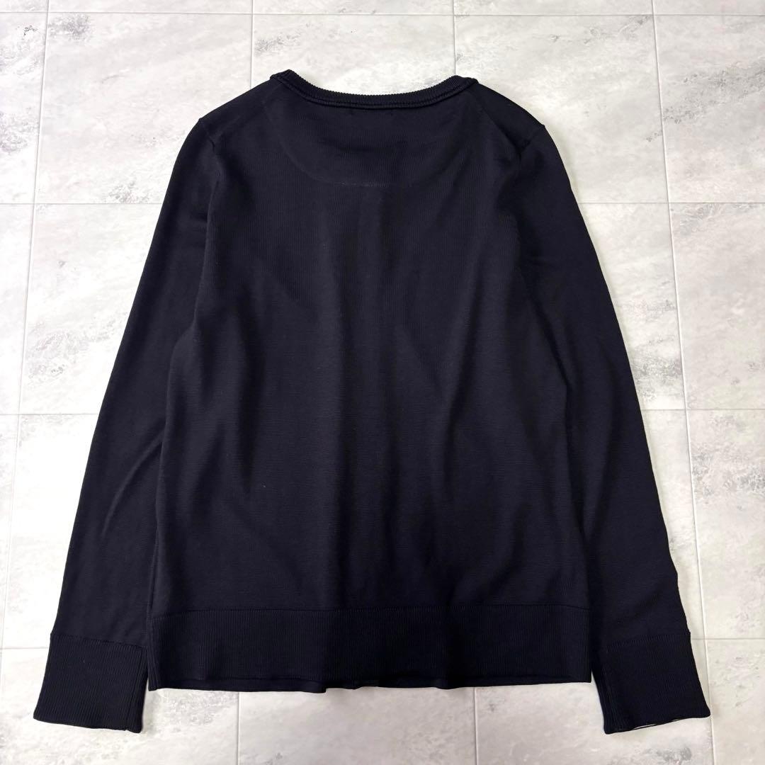 【極美品】バーバリーロンドン ノバチェック クルーネックカーディガン XL 黒