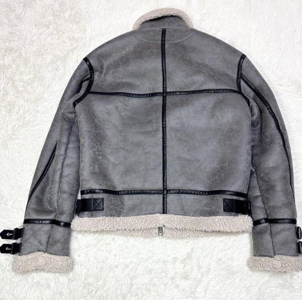 【美品】ザラ B-3 フライトジャケット フェイクムートン M グレー ボア