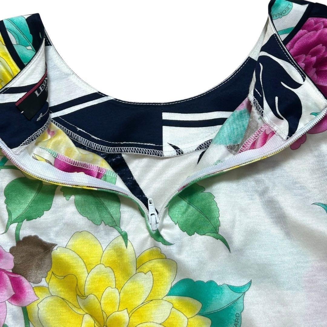 限定価格✨極美品　LEONARD 花柄カットソー　モダン　ボタニカル　日本製　L