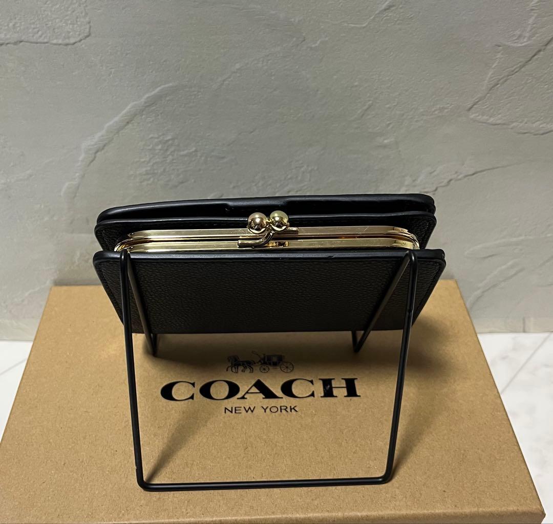 ✨️新品未使用✨️COACHアウトレット ブラック 二つ折り財布 がま口
