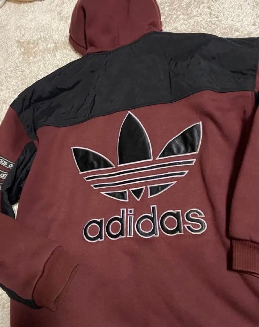 90s アディダス　adidas スウェットパーカー　ジャケット　ボア　銀タグ
