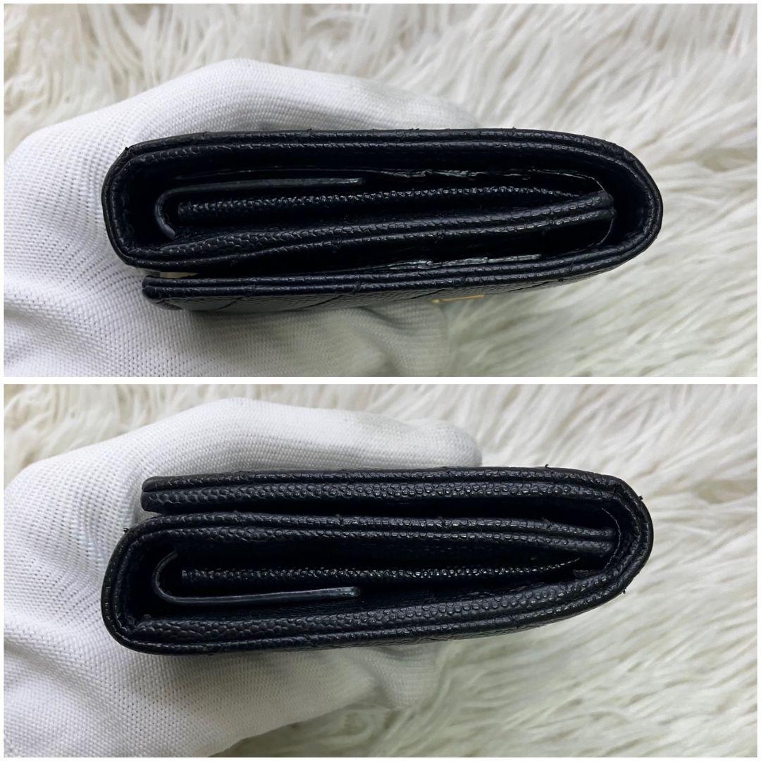 極美品✨サンローラン 二つ折り財布 キルティング Vステッチ レザー 黒