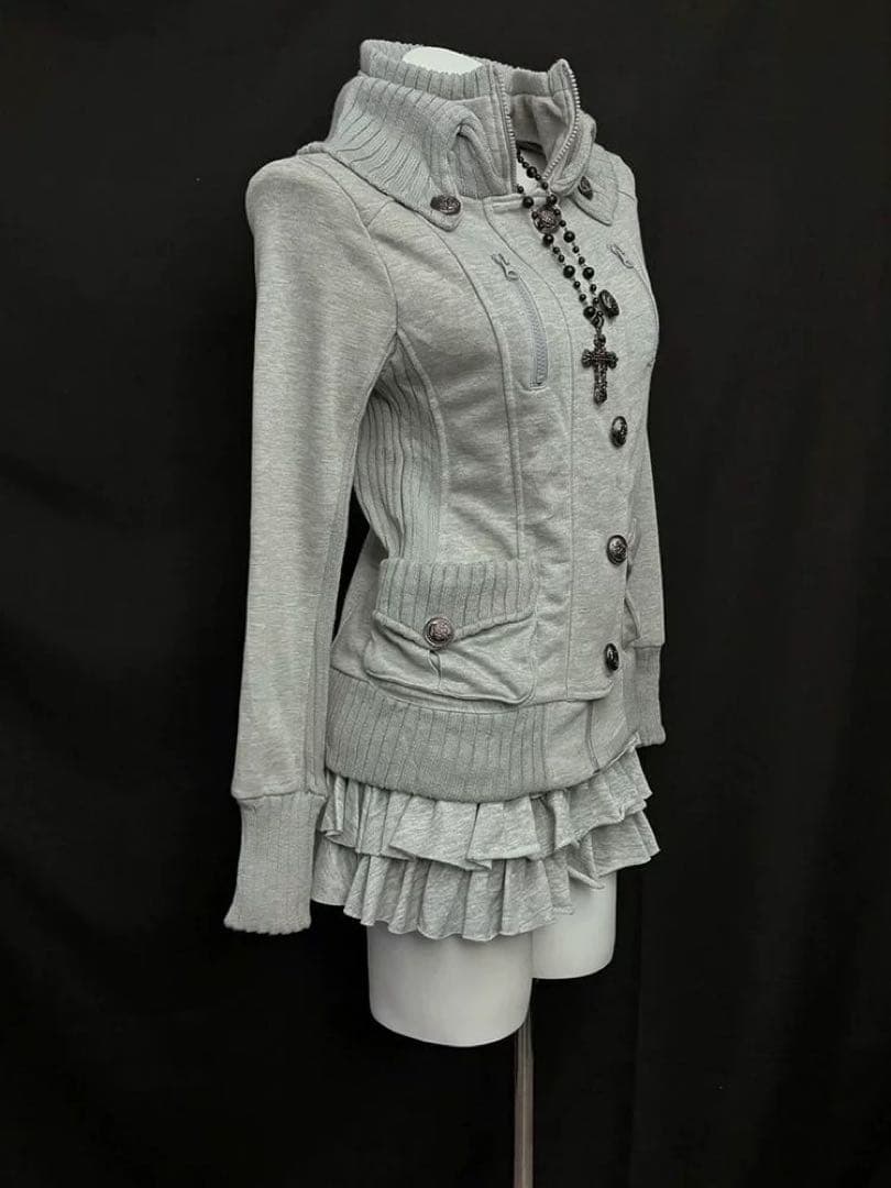 【限定品】ハイネック トップス ジャケット グレー 地雷系 V系 ギャル
