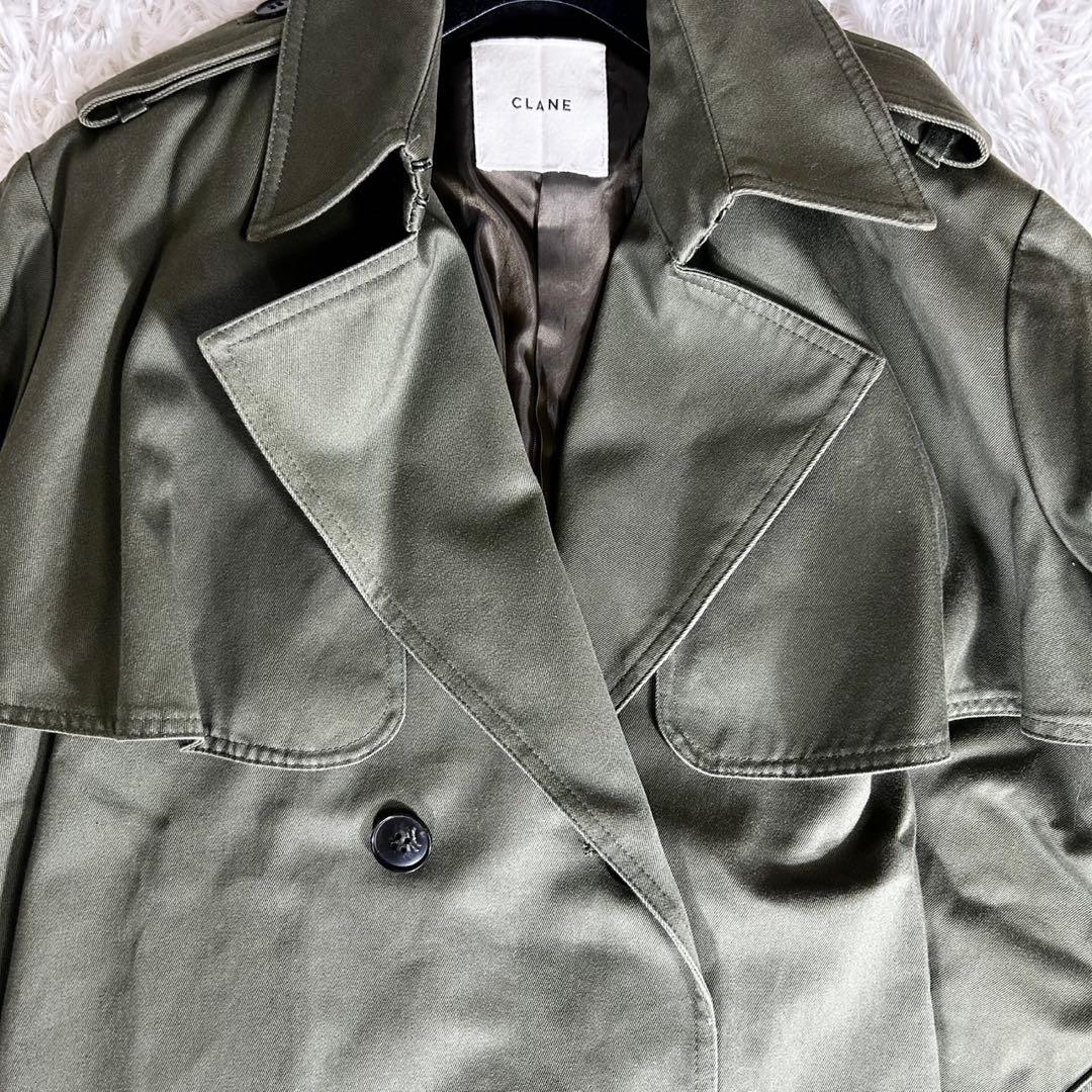 美品✨CLANE ショートフレアトレンチコート カーキ 36