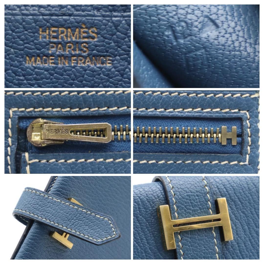 鑑定書付き【超極美品】HERMES ベアンコンパクト　二つ折り財布　シェーブル