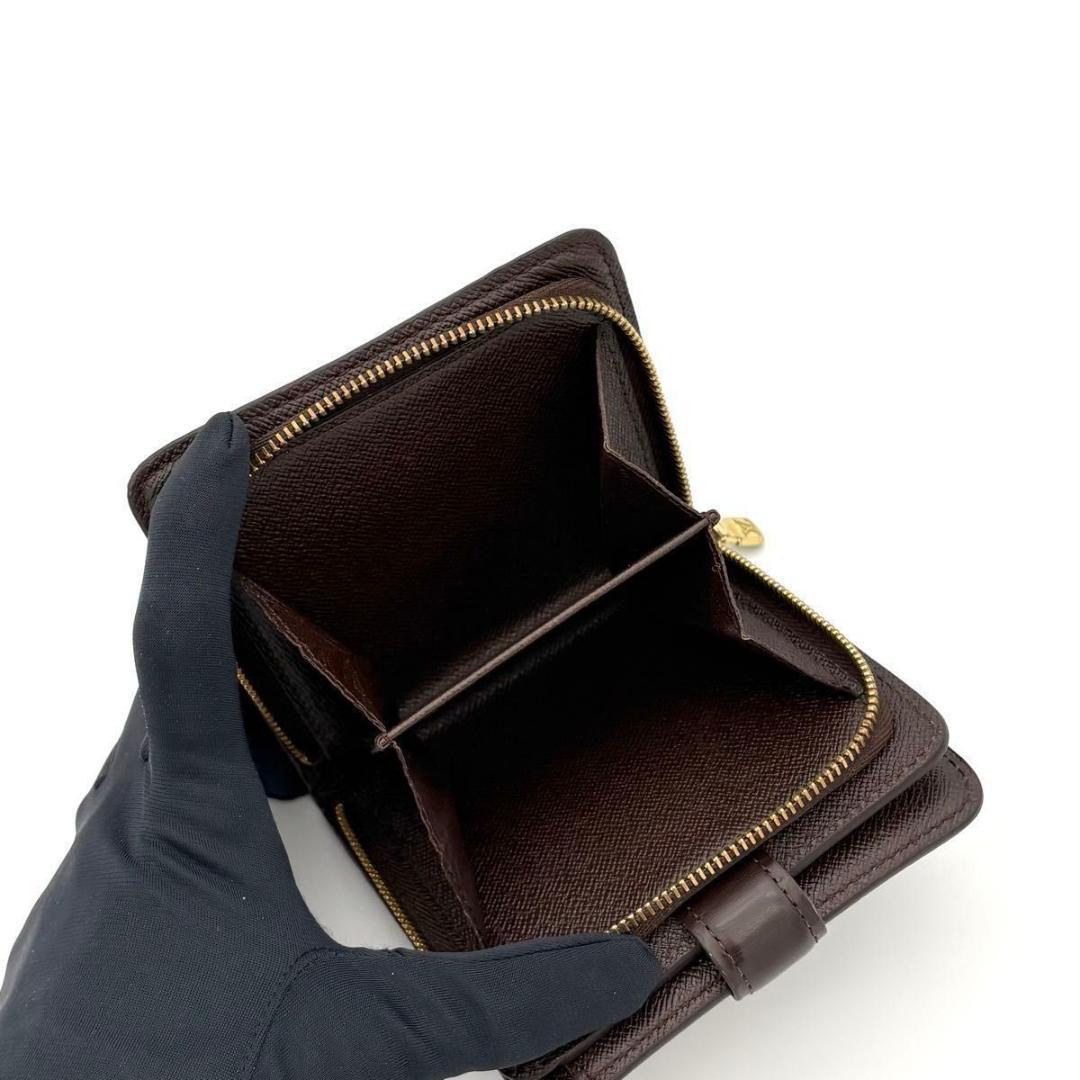 c*i様 ルイヴィトン 折財布 ダミエ エベヌ コンパクトジップ 茶 ブラウン