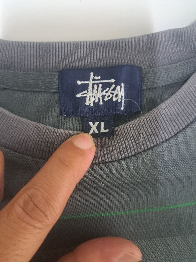 お*読様 90s　STUSSY　ボーダー　ポリコットンT　オールド　ヴィンテージ