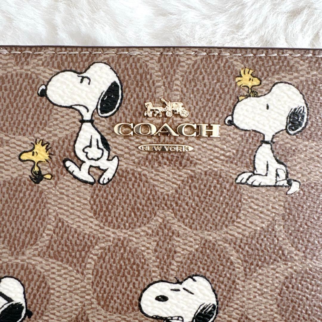 コーチ　スヌーピー　コラボ　二つ折り財布　PEANUTS シグネチャー 極美品