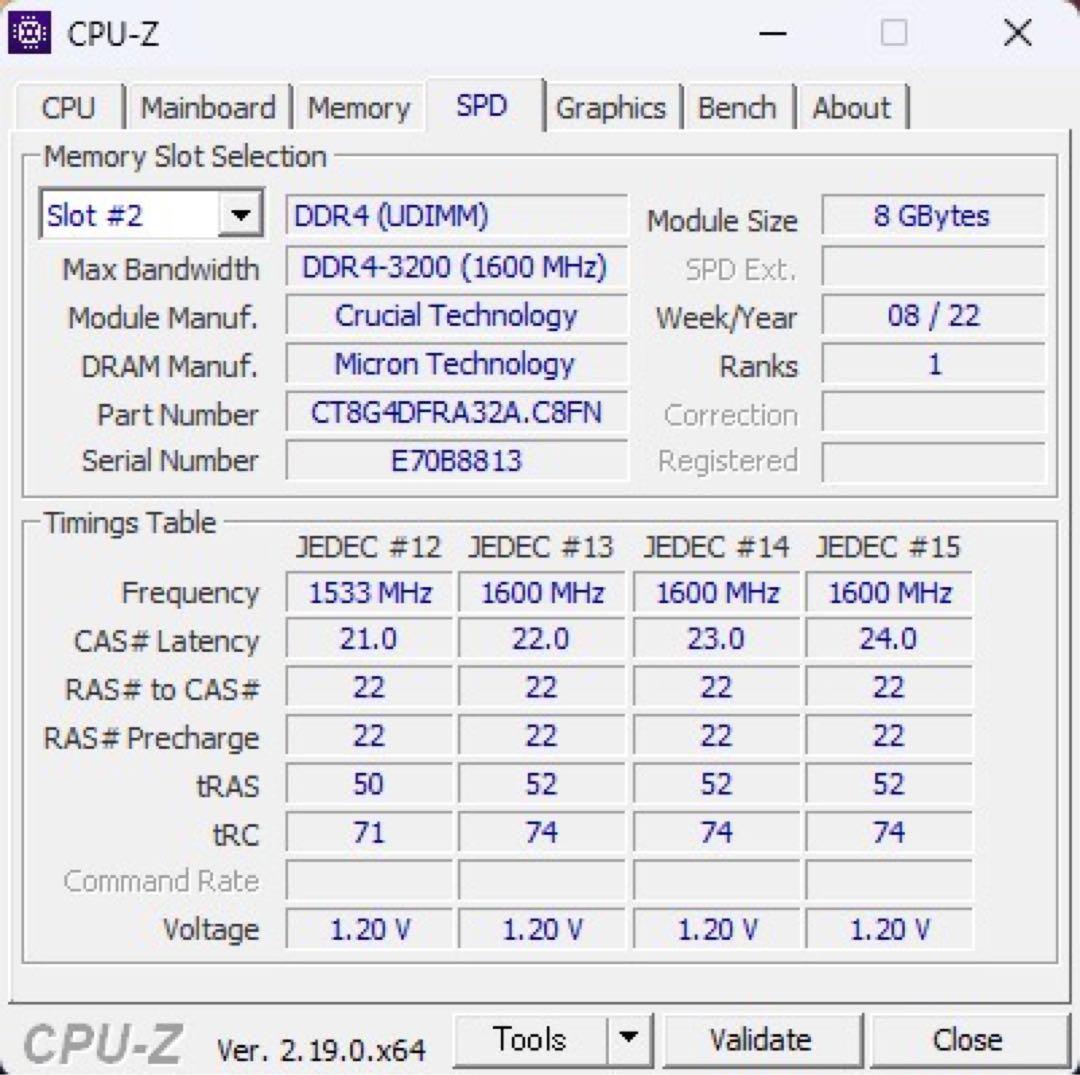 Samsung Crucial 8GB(計16GB)メモリ 2枚セット