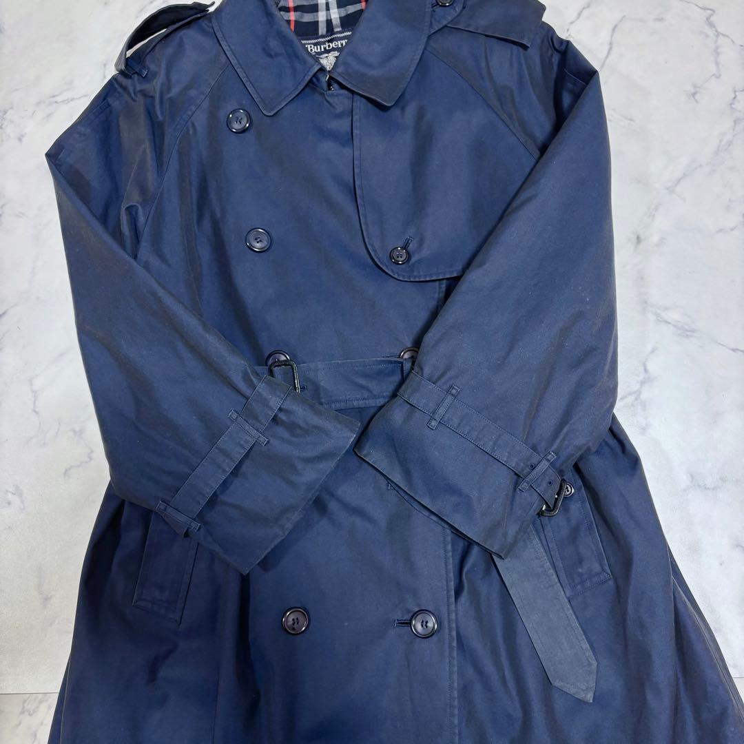 希少 バーバリー レディース トレンチコート XL 紺 超ロング丈 120cm