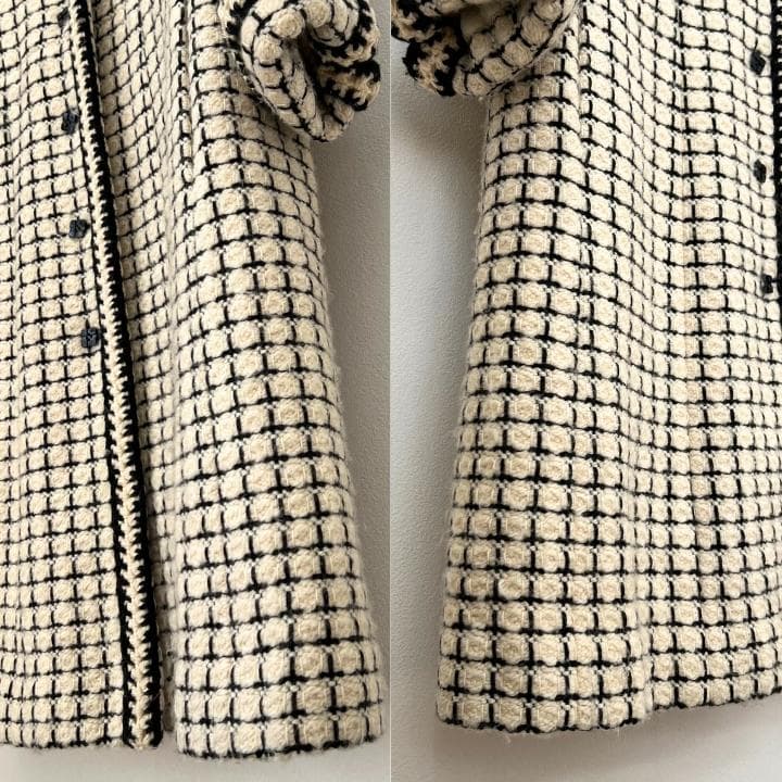 【AB】シャネル CHANEL ツイードコート サイズ40 アイボリー ブラック