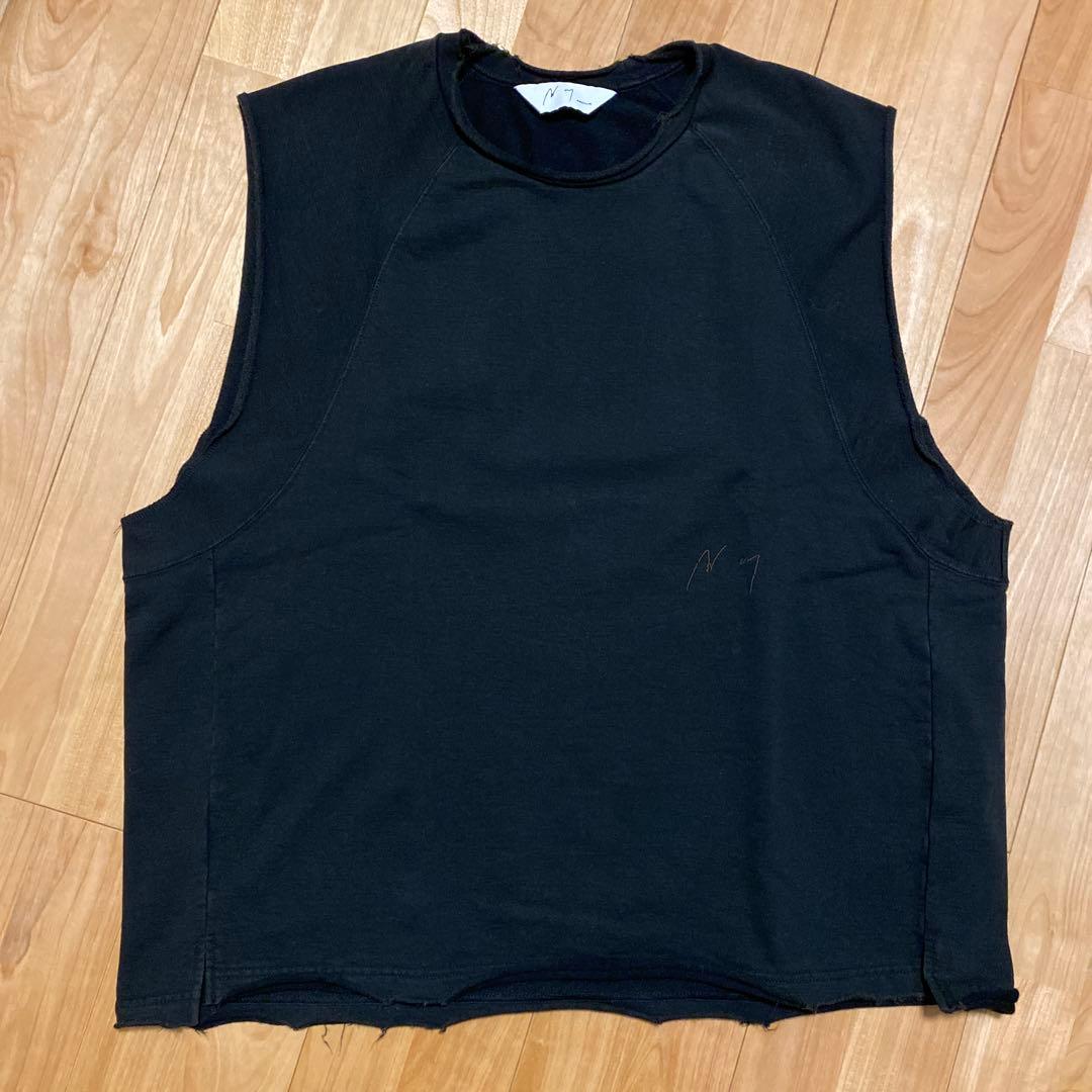 トップス ANCELLM SLEEVELESS AGING T-SHIRT BLACK 1