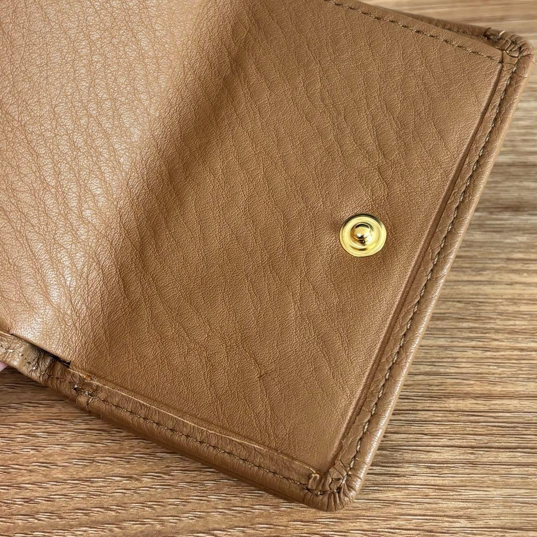 【美品】chiiiibag三つ折り財布　マイクロウォレット　キャメル
