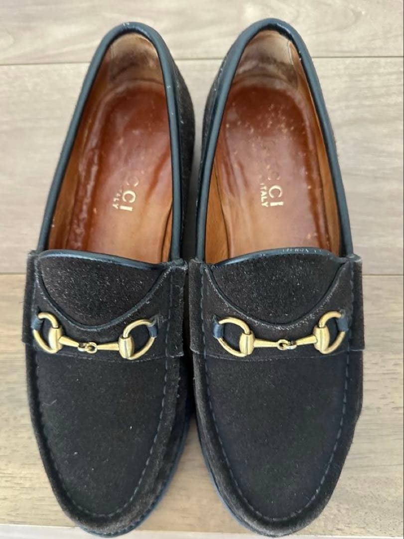 グッチ GUCCI ローファー モカシン ホースビット スウェード 7ハーフ