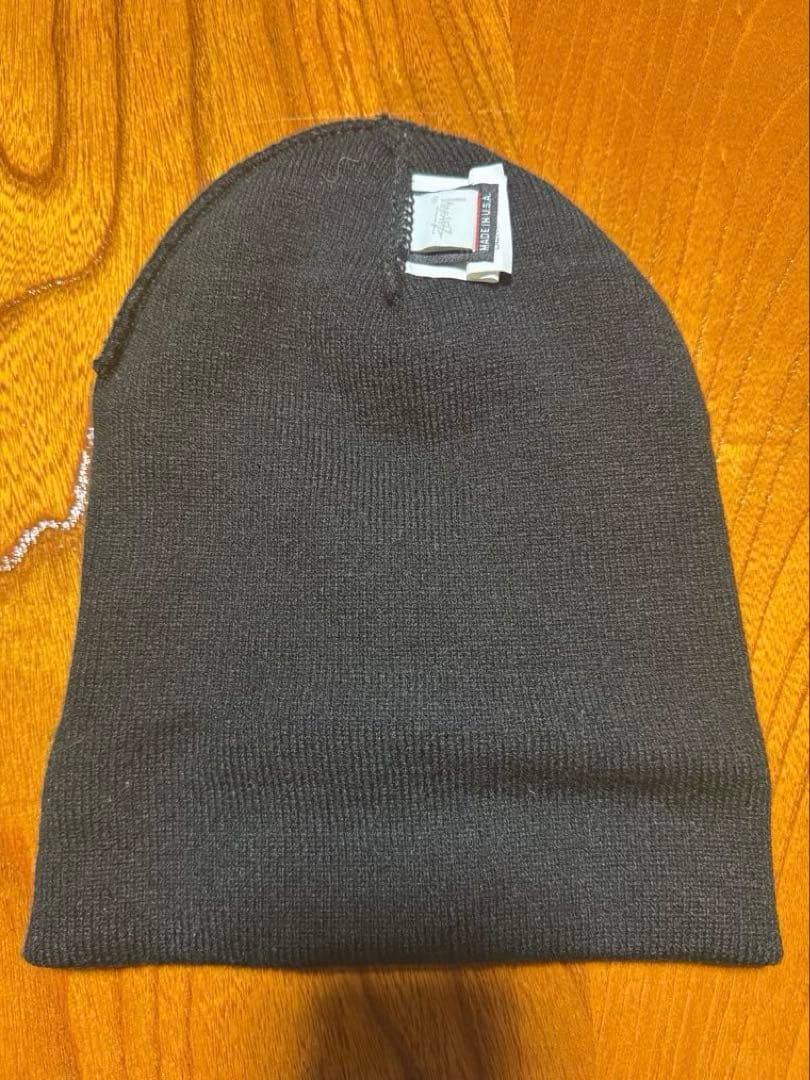 極美品 STUSSY シャネルロゴ 刺繍 ビーニー ニット帽 ブラック USA製