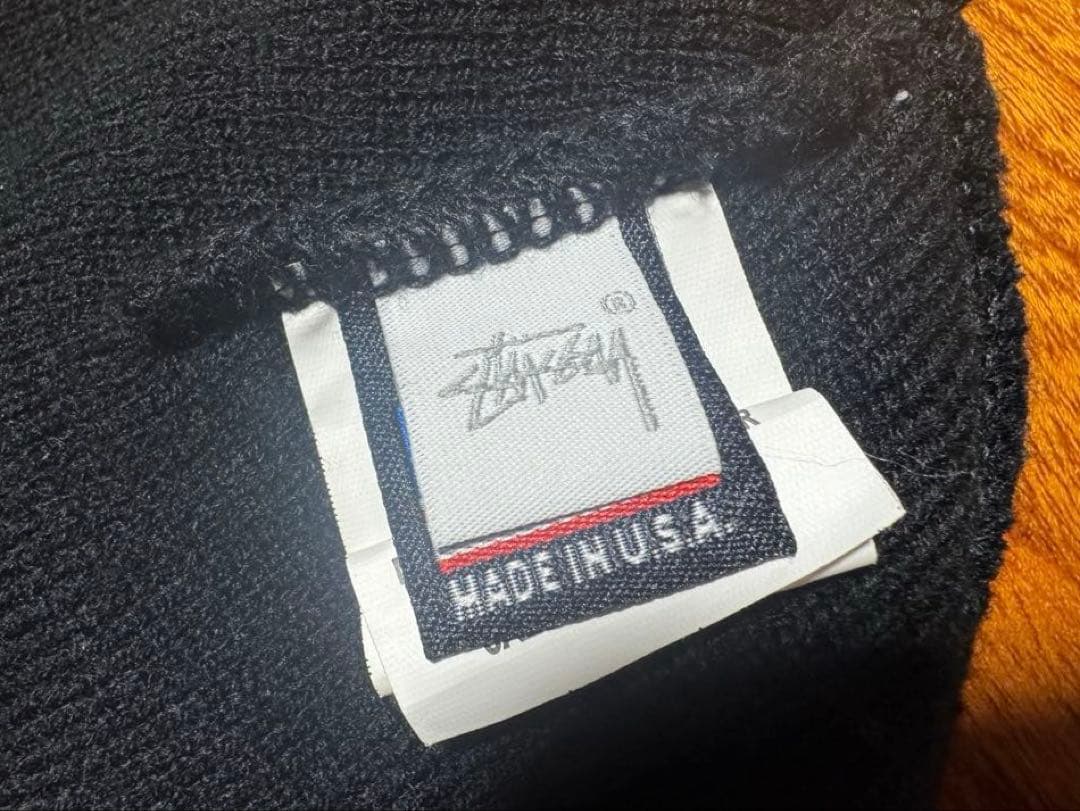 極美品 STUSSY シャネルロゴ 刺繍 ビーニー ニット帽 ブラック USA製