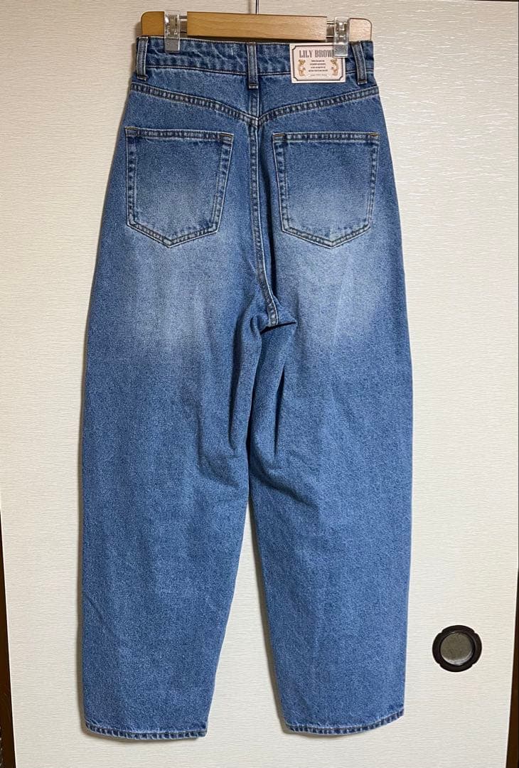 リリーブラウン LILYBROWN タックデニムパンツ リリーベア ブルー