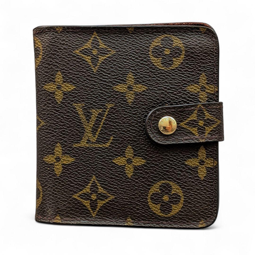 良品 ルイヴィトン モノグラム コンパクトジップ 二つ折り財布 ①