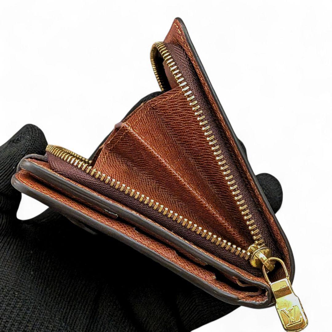 良品 ルイヴィトン モノグラム コンパクトジップ 二つ折り財布 ①