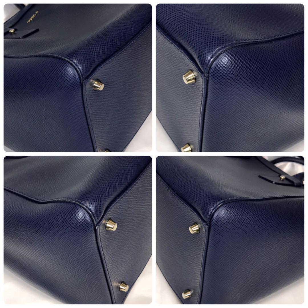 フルラ　FURLA　ハンドバッグ　ボストンバッグ　レザー　ネイビー