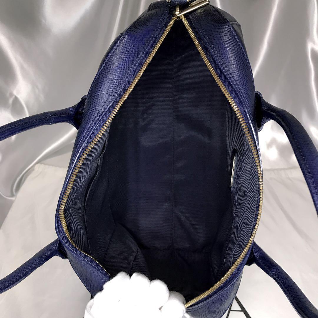 フルラ　FURLA　ハンドバッグ　ボストンバッグ　レザー　ネイビー