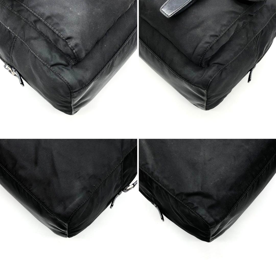 ✨美品✨プラダ ボストンバッグ 三角ロゴ シルバー金具 ナイロン レザー 黒