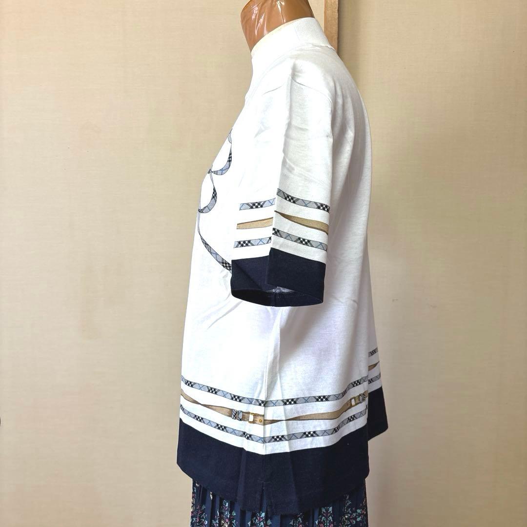 新品バーバリーゴルフ　リボンプリント ハイネック半袖TシャツM〜Lサイズ
